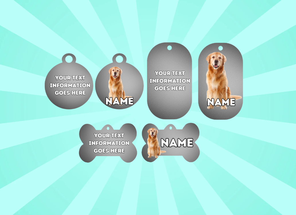 GOLDEN RETRIEVER Dog Pet Personalise Own Photo Round, Bone, Military Tag