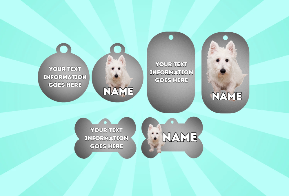 WESTIE  Dog Personalised Your Own Photo Round Dog Bone, Military Tag