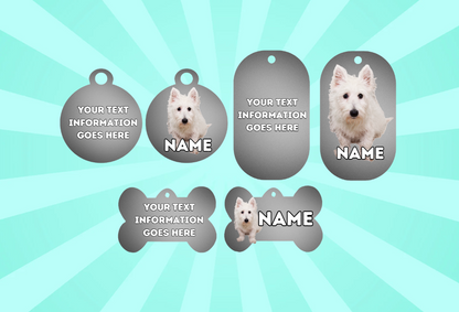 WESTIE  Dog Personalised Your Own Photo Round Dog Bone, Military Tag