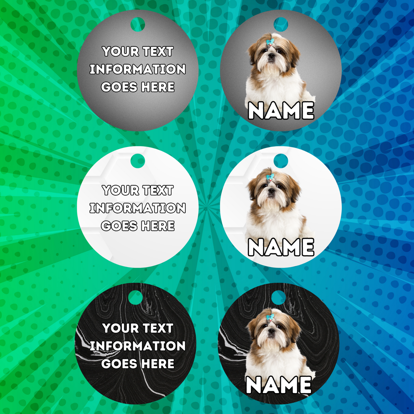 SHIH TZU TAG Dog Pet Personalised Your Own Photo Round