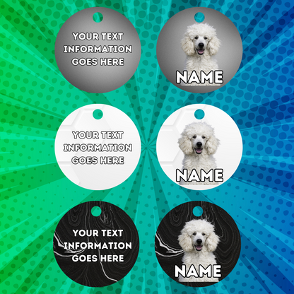 POODLE TAG Dog Pet Personalised Your Own Photo Round