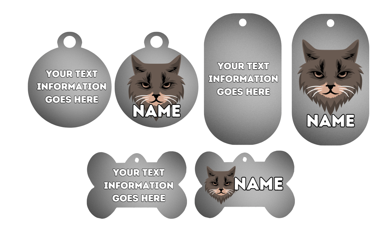 SIBERIAN Cat Pet Personalised Own Photo Round, Dog Bone, Military Tag