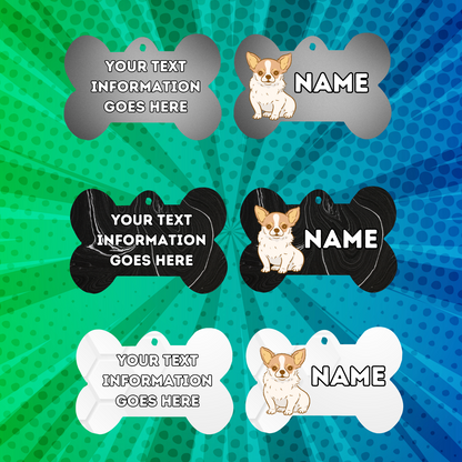 CHIHUAHUA Dog Pet Personalised Your Own Photo bone style tag