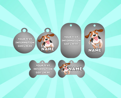 BASSET HOUND TAG Dog Pet Personalise Own Photo Round, Bone, Military Tag