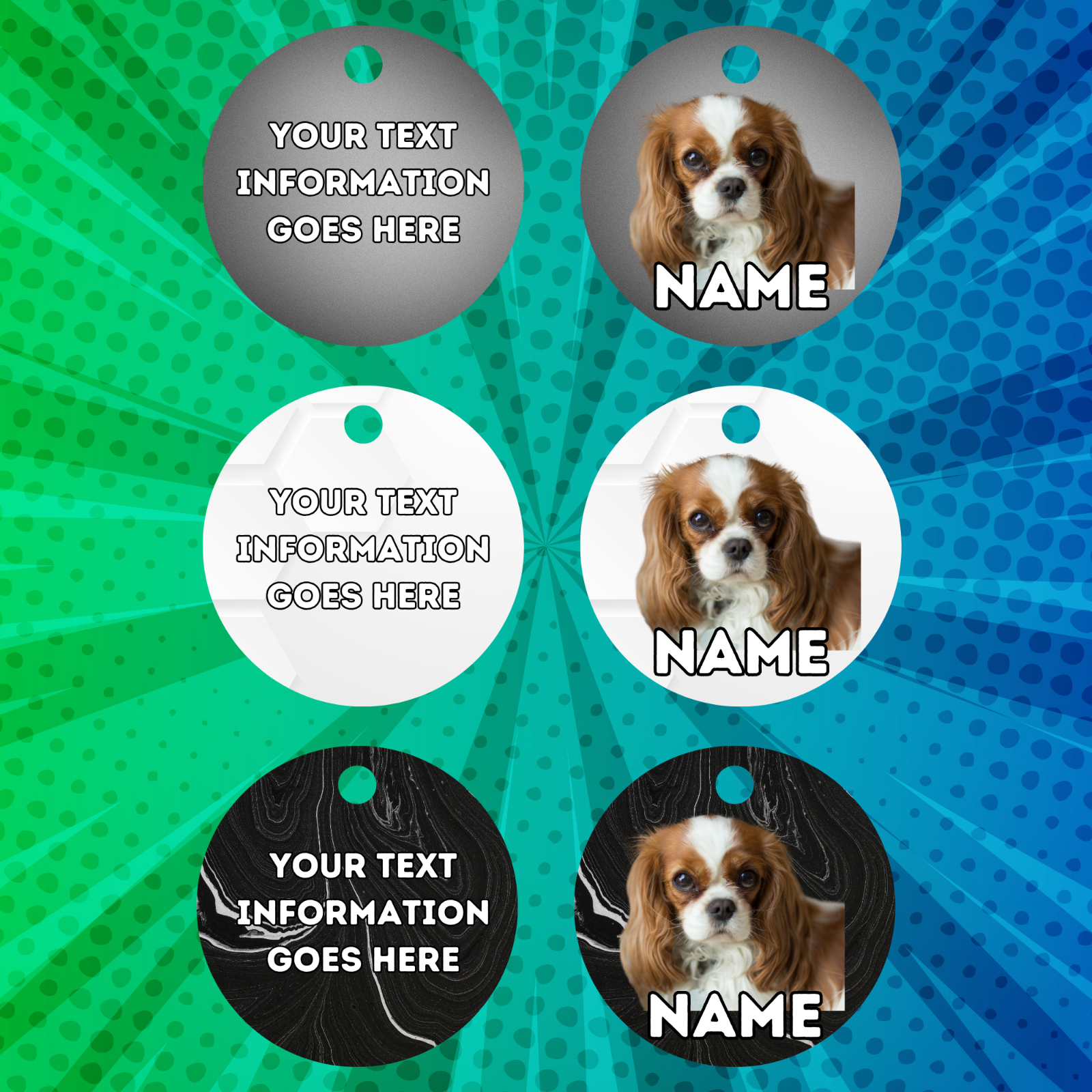 KING CHARLES CAVALIER Dog Pet Personalised Your Own Photo Round