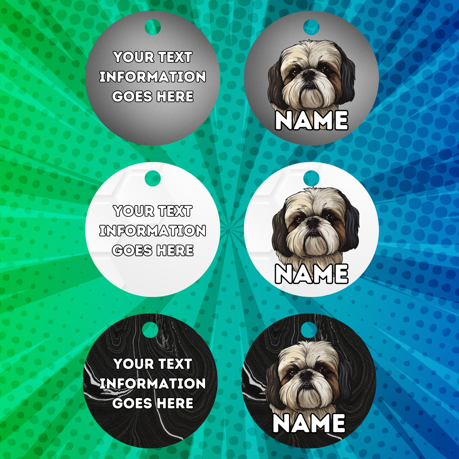 SHIH TZU TAG Dog Pet Personalised Your Own Photo Round