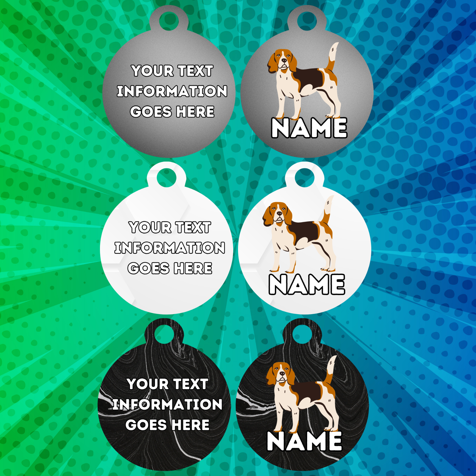 BEAGLE TAG Dog Pet Personalised Your Own Photo Rounded