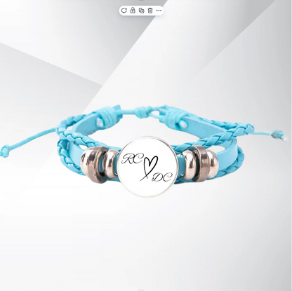 Personalized Valentines Gift For Her Bracelet Leather Rope Circle BABY BLUE