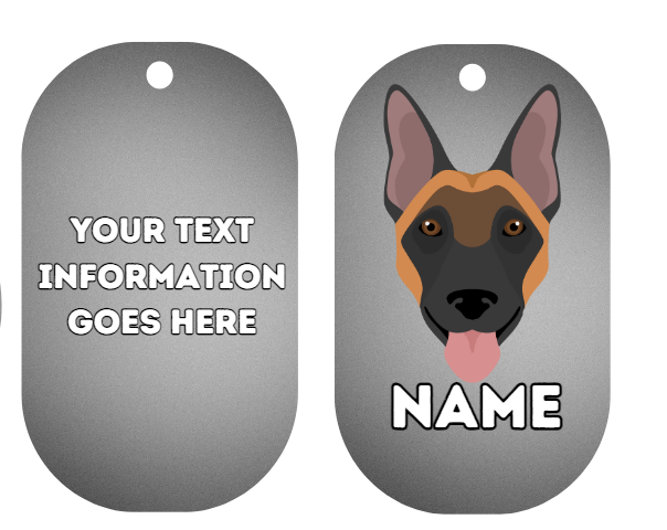 BELGIAN MALINOIS Dog Pet Personalise Own Photo Round, Bone, Military Tag