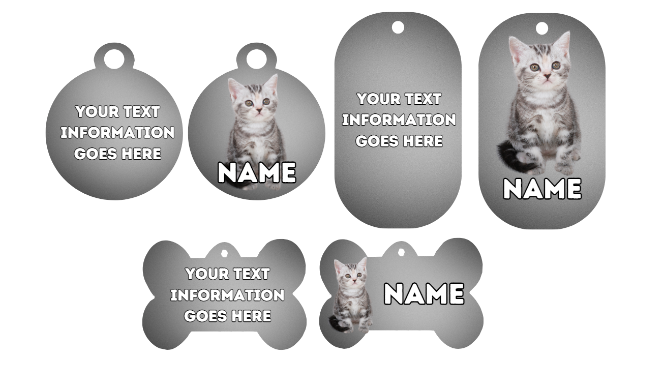 AMERICAN SHORTHAIR Cat Pet Personalised Own Photo Round, Dog Bone, Military Tag