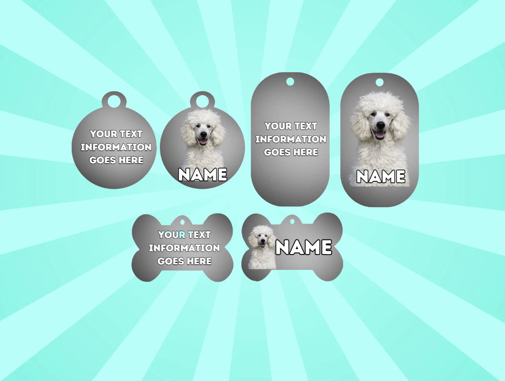 POODLE Dog Personalised Your Own Photo Round Dog Bone, Military Tag