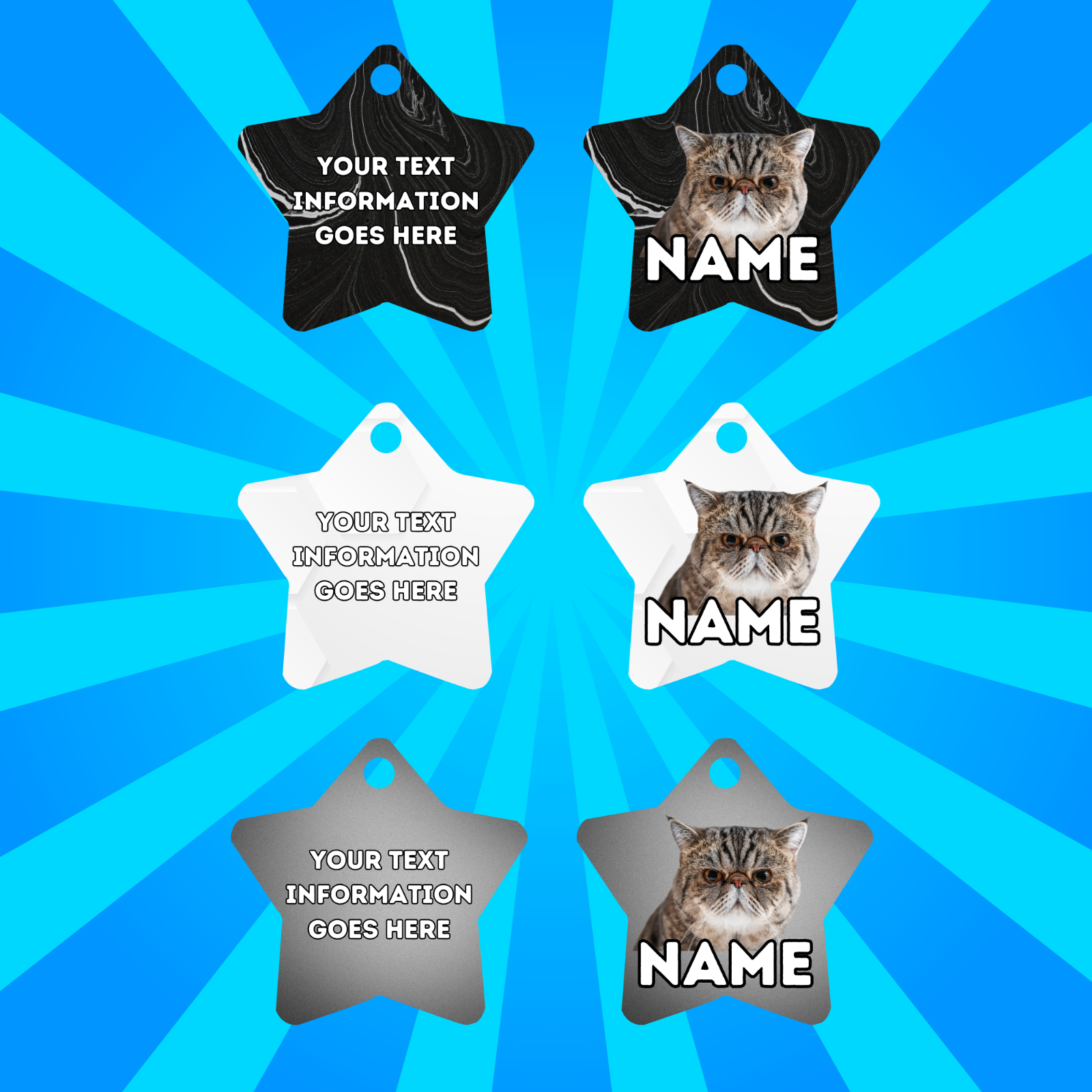 EXOTIC SHORTHAIR Cat Tag Pet Personalised Your Own Photo STAR Shape Tag