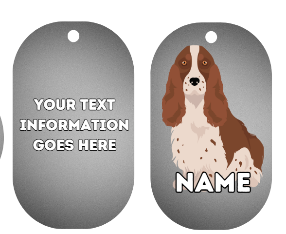 COCKER SPANIEL Dog Pet Personalise Own Photo Round, Bone, Military Tag