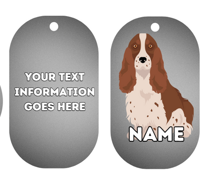 COCKER SPANIEL Dog Pet Personalise Own Photo Round, Bone, Military Tag