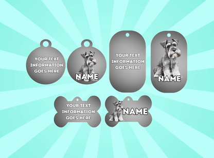 MINIATURE SCHNAUZER Cat Personalised Your Own Photo Round Dog Bone, Military Tag