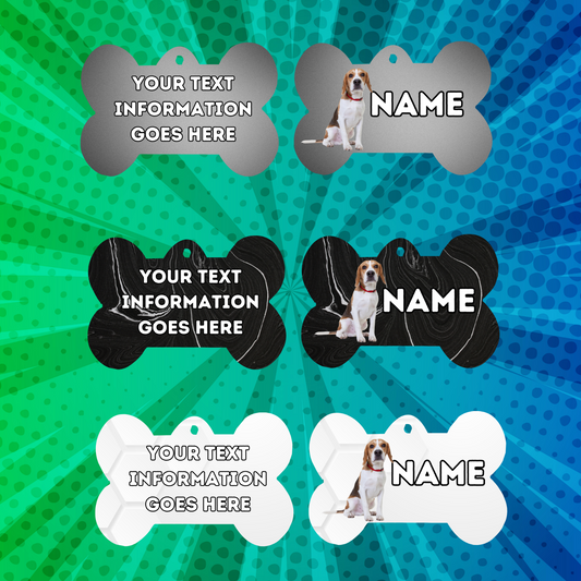 BEAGLE TAG Dog Pet Personalised Your Own Photo bone style tag