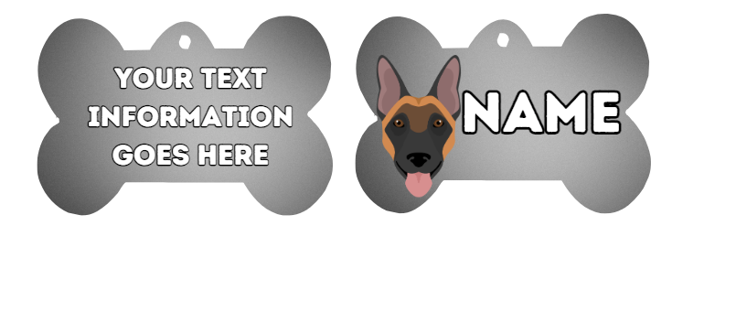 BELGIAN MALINOIS Dog Pet Personalise Own Photo Round, Bone, Military Tag