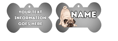 PUG Dog Personalised Your Own Photo Round Dog Bone, Military Tag