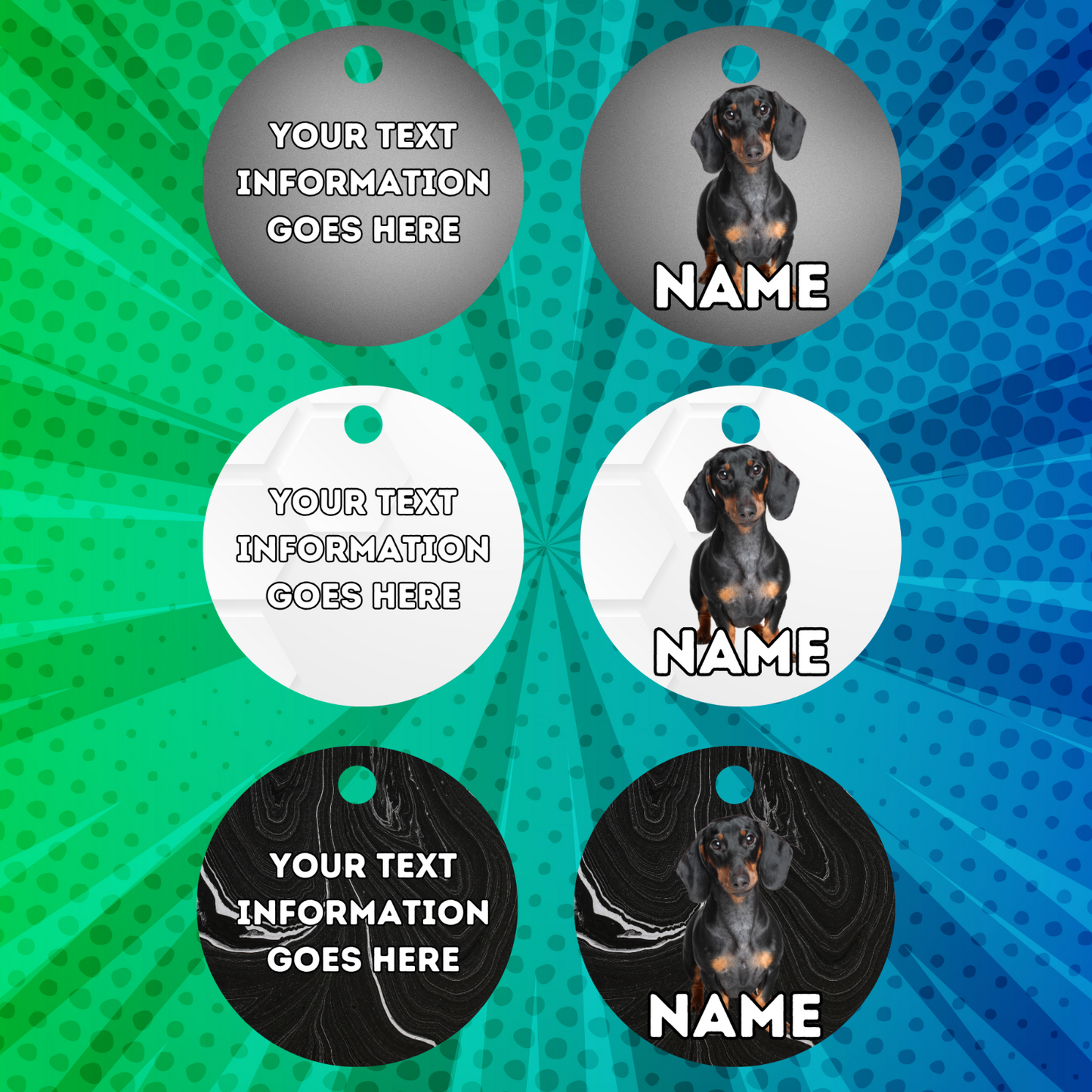 DASHAUND Dog Pet Personalised Your Own Photo Round