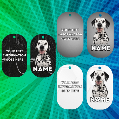 DALMATION Dog Pet Personalised Your Own Photo Military Style Tag