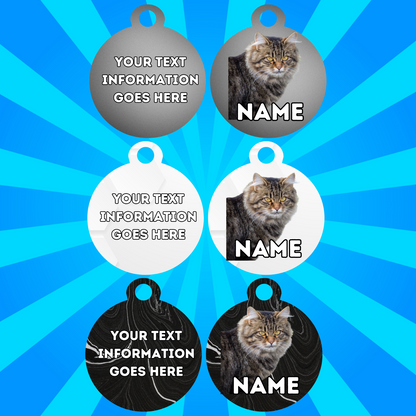 SIBERIAN Cat Pet Personalised Own Photo Round, Dog Bone, Military Tag