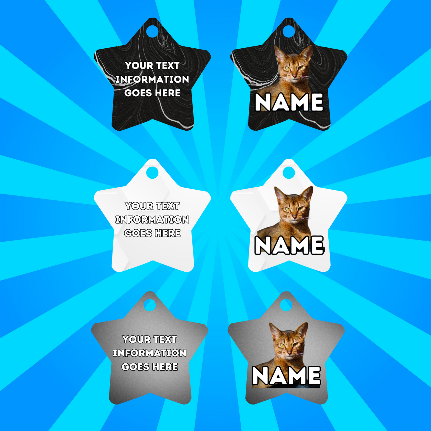 ABYSSINIAN Cat Tag Pet Personalised Your Own Photo STAR Shape Tag