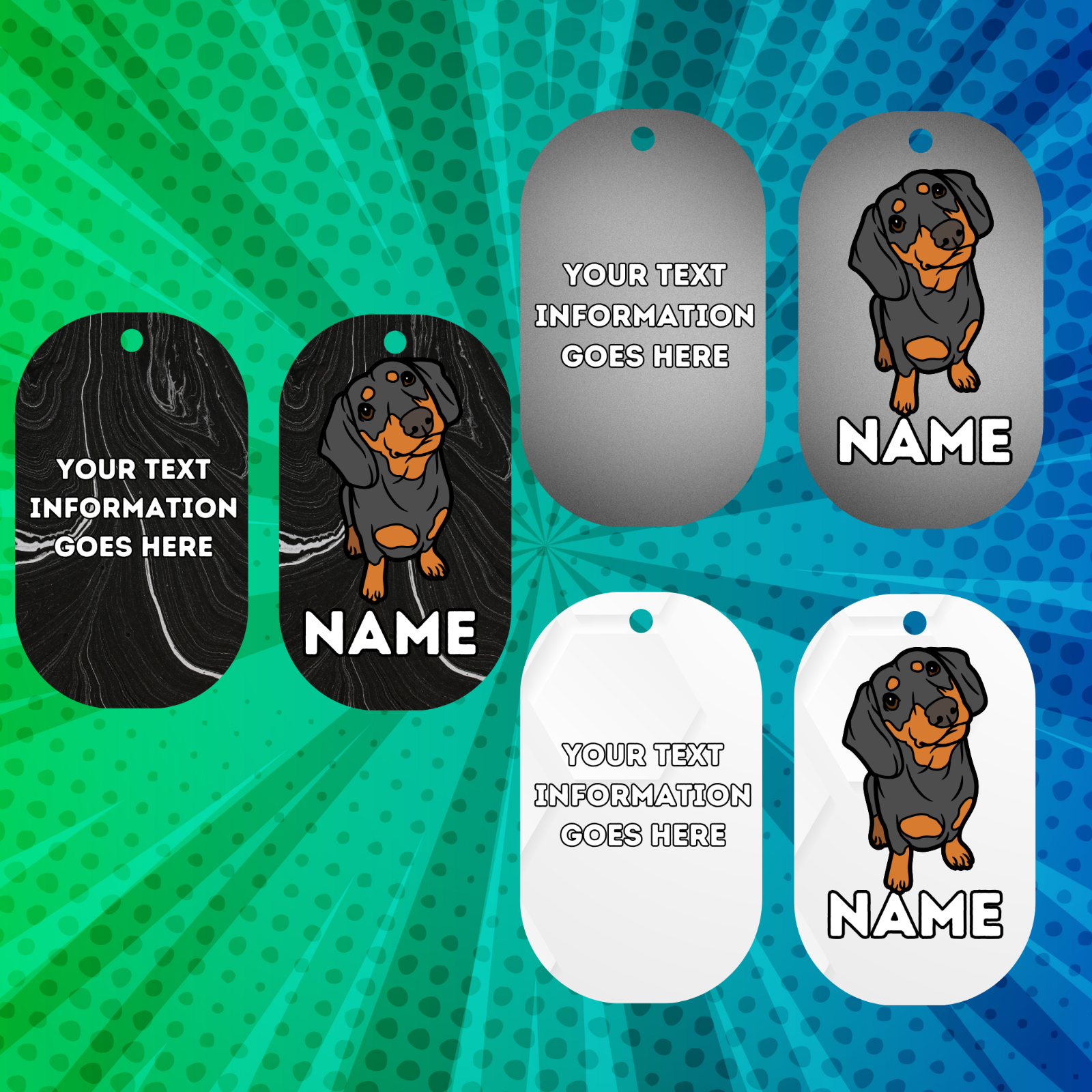 DASHAUND Dog Pet Personalised Your Own Photo Military Style Tag