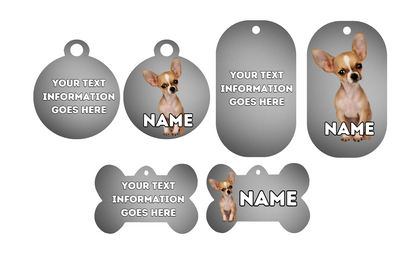 CHIHUAHUA Dog Pet Personalise Own Photo Round, Bone, Military Tag