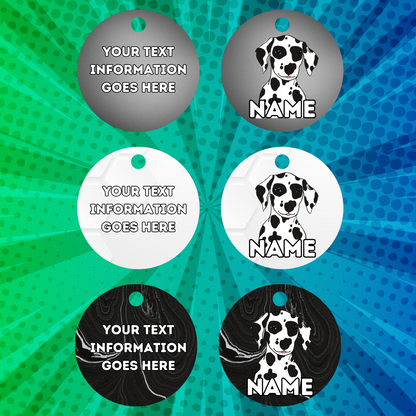 DALMATION Dog Pet Personalise Own Photo Round, Bone, Military Tag