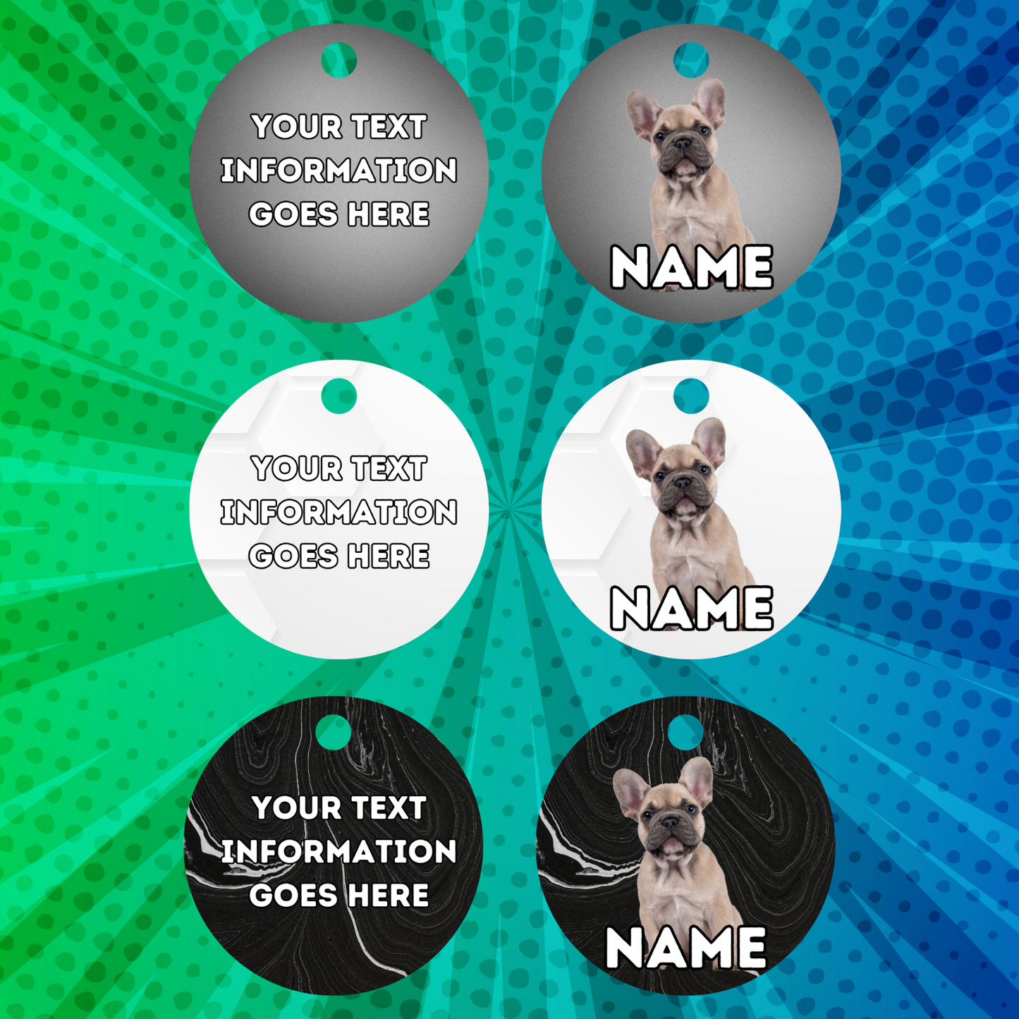 FRENCH BULLDOG Dog Pet Personalised Your Own Photo Round