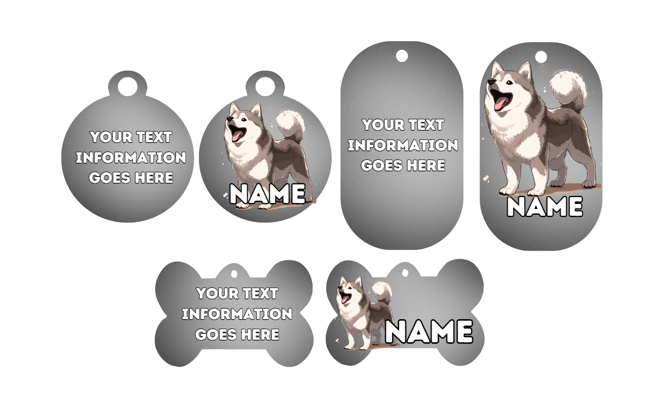 SIBERIAN HUSKY  Dog Personalised Your Own Photo Round Dog Bone, Military Tag