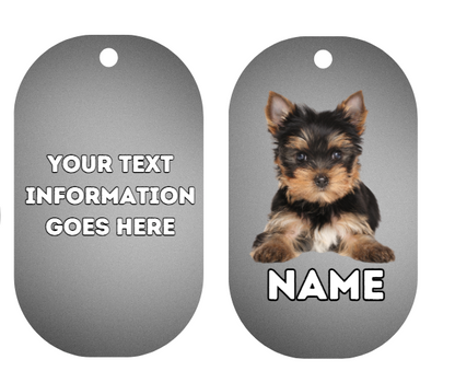 YORKSHIRE TERRIER  Dog Personalised Your Own Photo Round Dog Bone, Military Tag