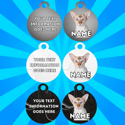 ORIENTAL SHORTHAIR Cat Pet Personalised Own Photo Round, Dog Bone, Military Tag