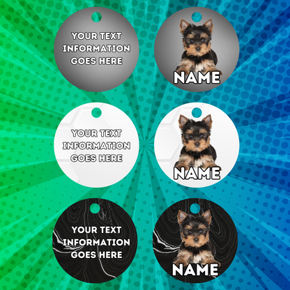 YORKSHIRE TERRIER TAG Dog Pet Personalised Your Own Photo Round