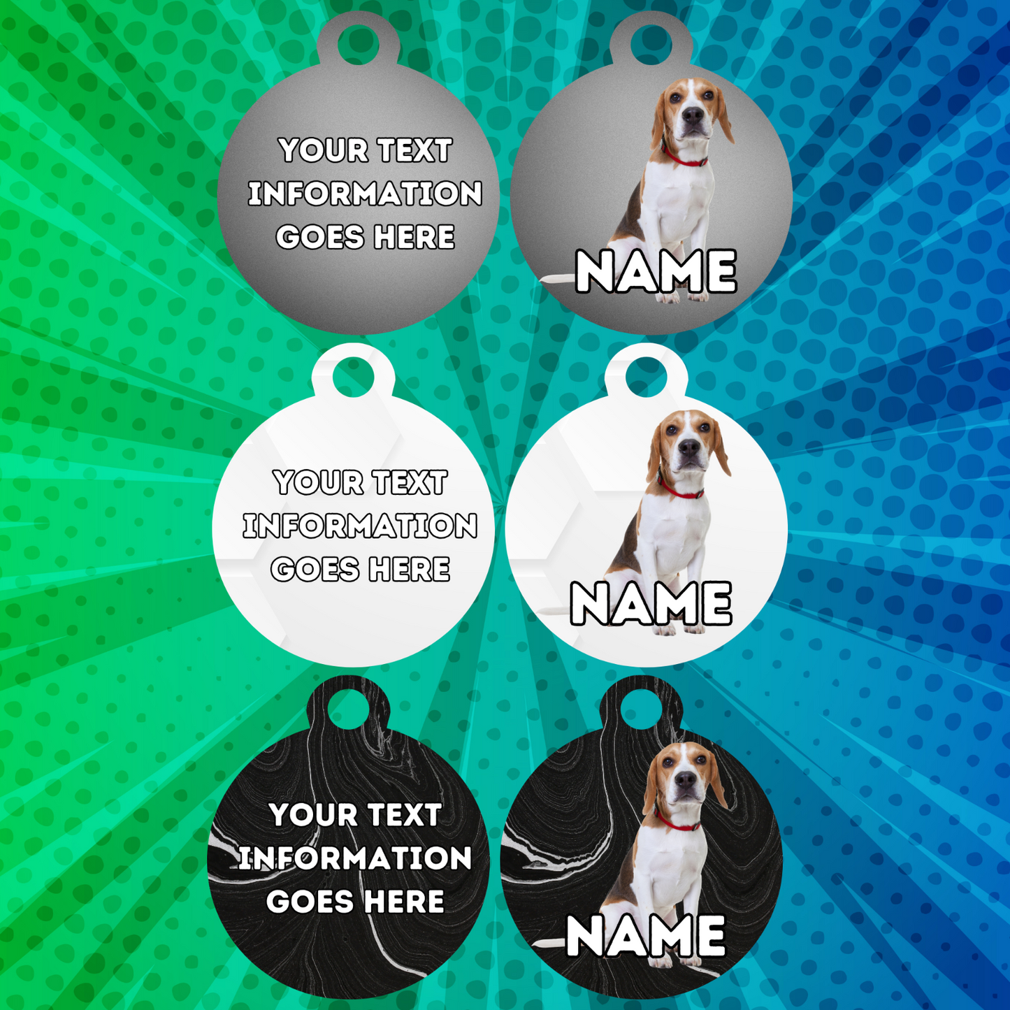 BEAGLE TAG Dog Pet Personalised Your Own Photo Rounded