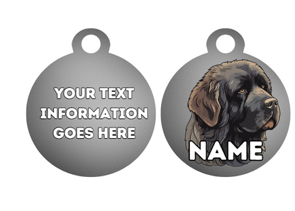 NEWFOUNDLAND Dog Personalised Your Own Photo Round Dog Bone, Military Tag