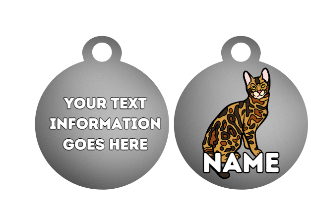 BENGAL Cat Pet Personalised Own Photo Round, Dog Bone, Military Tag