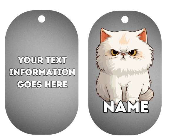 PERSIAN Cat Pet Personalised Own Photo Round, Dog Bone, Military Tag