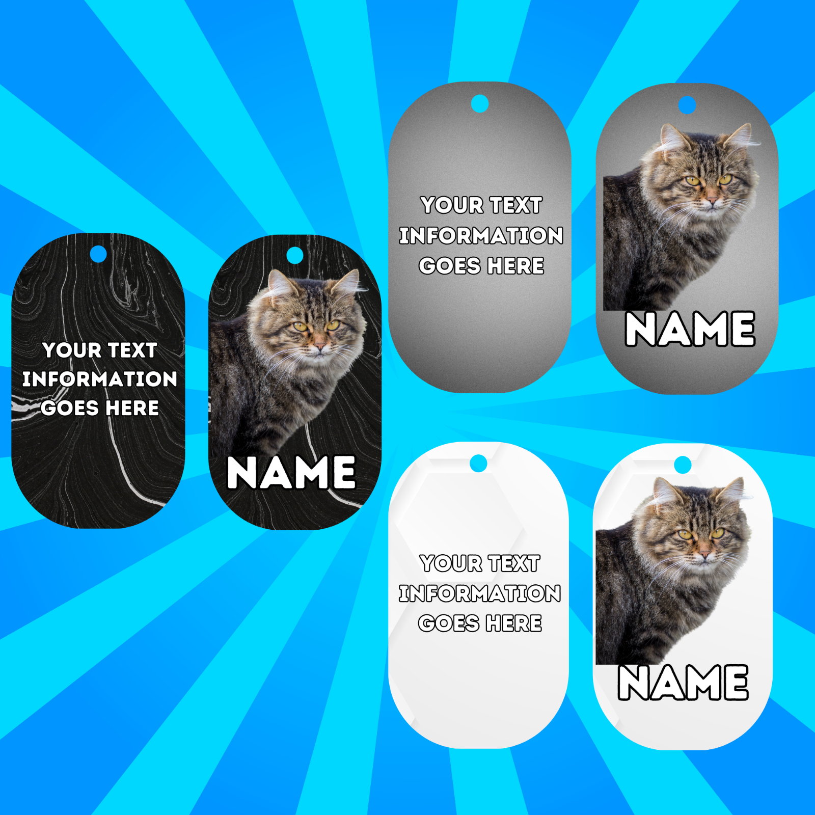 SIBERIAN Cat Tag Pet Personalised Your Own Photo Military Style Tag