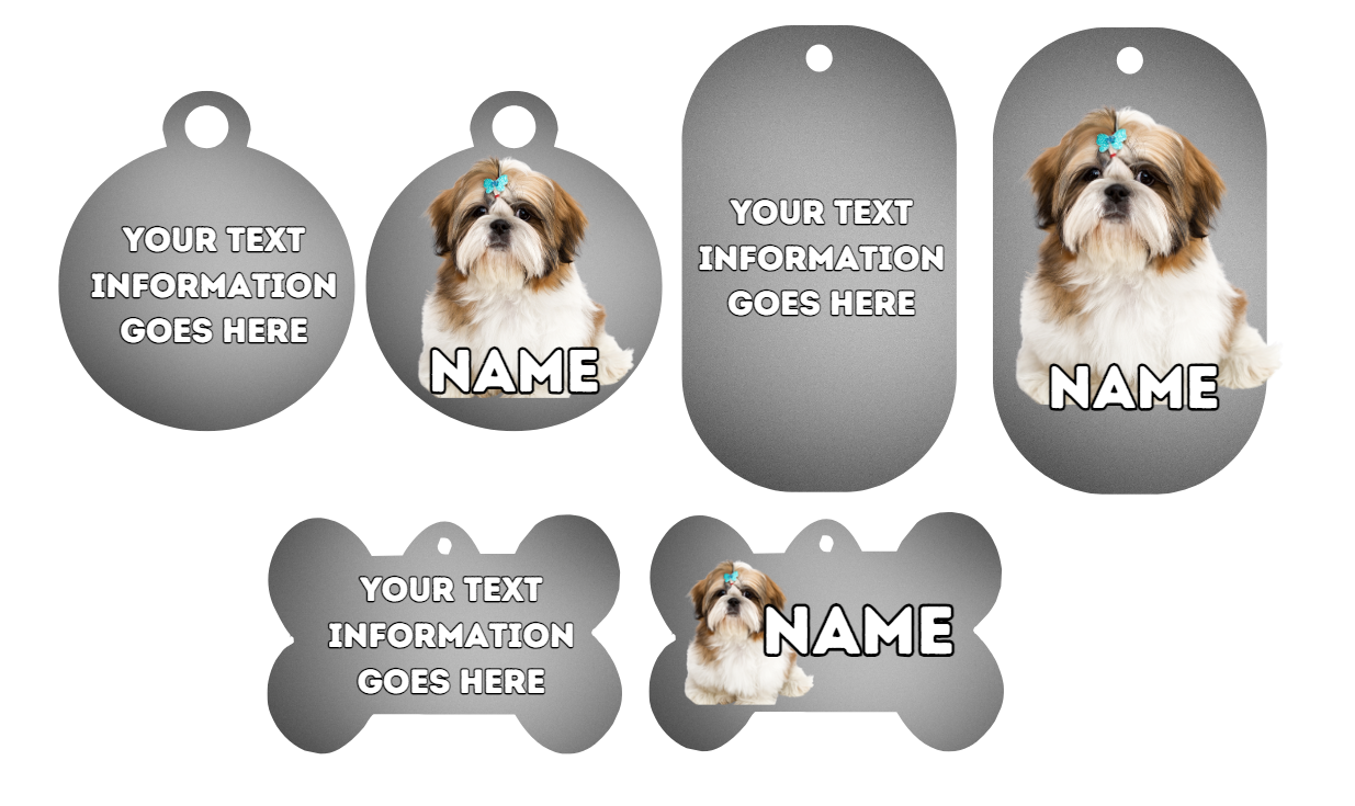 SHIH TZU  Dog Personalised Your Own Photo Round Dog Bone, Military Tag