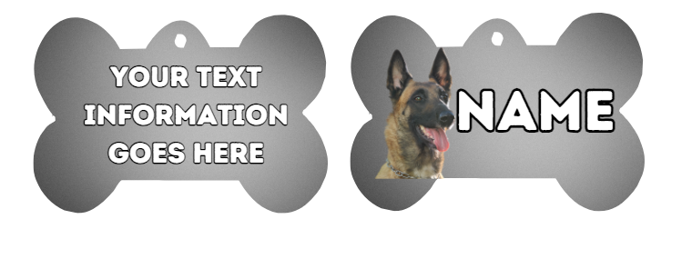 BELGIAN MALINOIS Dog Pet Personalise Own Photo Round, Bone, Military Tag