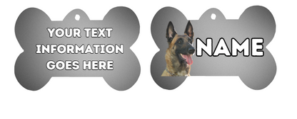 BELGIAN MALINOIS Dog Pet Personalise Own Photo Round, Bone, Military Tag