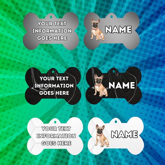 FRENCH BULLDOG Dog Pet Personalised Your Own Photo bone style tag