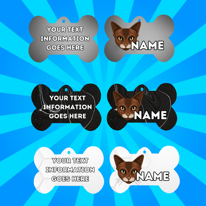 ABYSSINIAN Cat Tag Pet Personalised Your Own Photo bone style tag