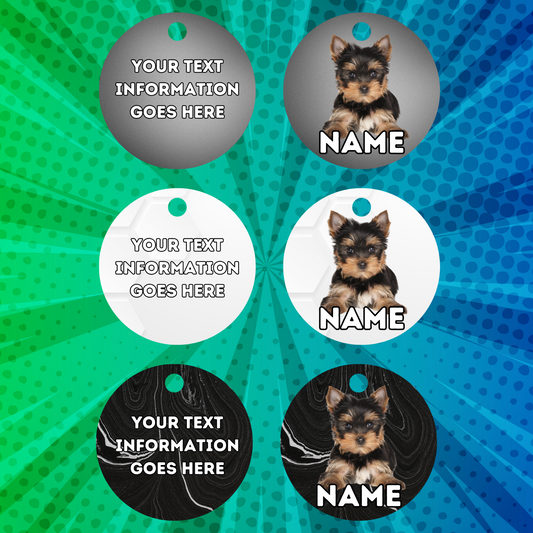 YORKSHIRE TERRIER  Dog Personalised Your Own Photo Round Dog Bone, Military Tag