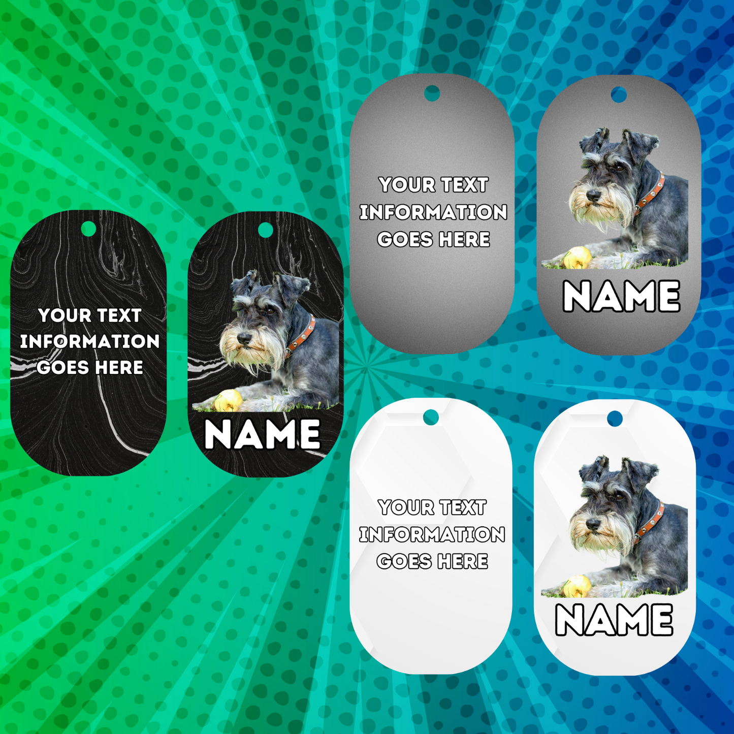 MINIATURE SCHNAUZER Cat Tag Pet Personalised Your Own Photo Military Style Tag