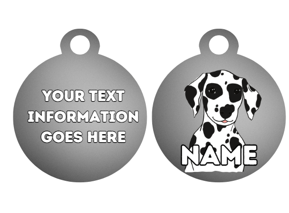 DALMATION Dog Pet Personalise Own Photo Round, Bone, Military Tag