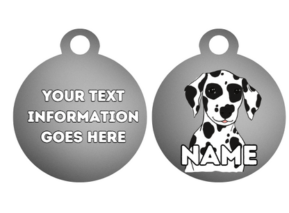 DALMATION Dog Pet Personalise Own Photo Round, Bone, Military Tag