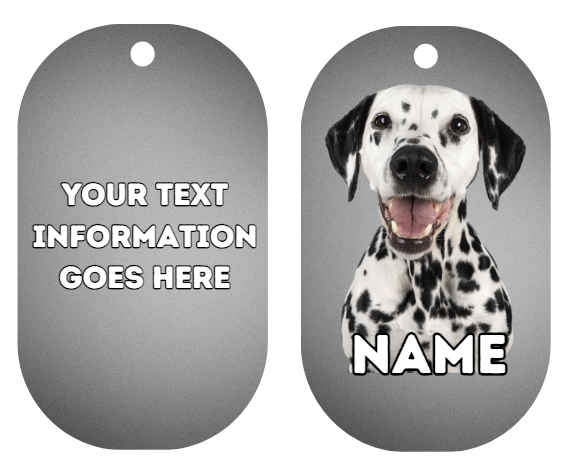 DALMATION Dog Pet Personalise Own Photo Round, Bone, Military Tag