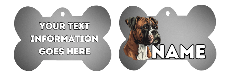 BOXER Dog Pet Personalise Own Photo Round, Bone, Military Tag